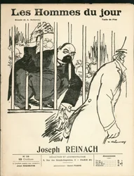 Couverture de « The Men of the Day », vers 1905 - Illustration par Aristide Delannoy (1874-1911) : Antisémitisme, Argent - Reinach Joseph (1856-1921), Singe
