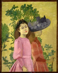 Deux jeunes filles, peinture de printemps d