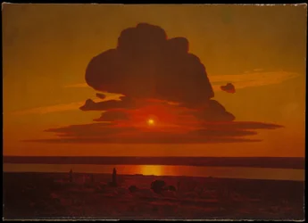 Coucher de soleil rouge sur le Dniepr