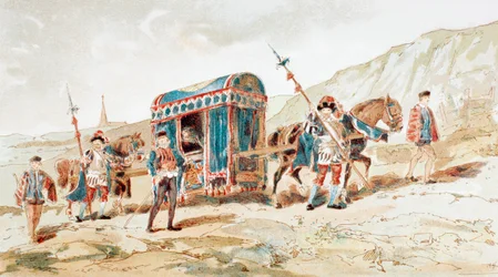 Litière tirée par des chevaux d