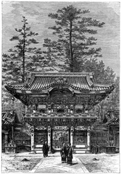 Portique du temple des Quatre Dragons Nikko Toshogu, Nikko, Japon, 1895