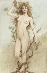 Nu féminin avec des raisins