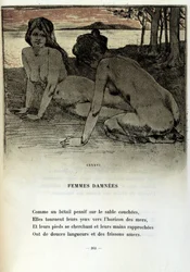 Illustration par Armand Rassenfosse (1862-1934) pour le poème "Femmes damnées" dans "Les fleurs du mal" de Charles Baudelaire (1821-1867) 1899