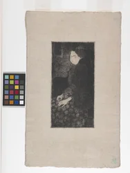 Femme Assise Avec Chapeau À Plumes