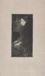 Femme assise avec chapeau à plumes c.1893