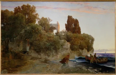 Un château au bord de la mer ... (peinture sur toile)