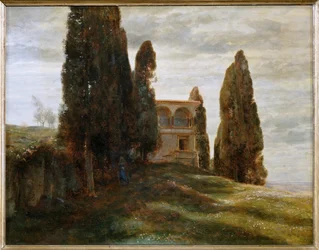 Italienische Villa im Fruehling - Villa italienne au printemps ... (peinture sur toile)