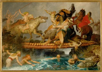 Kampf auf einer Bruecke - Le combat sur le pont ... (peinture sur toile)