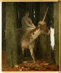 Waldesstille - Le silence des bois. ... (peinture sur bois)