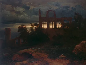 Ruine sous un ciel sombre
