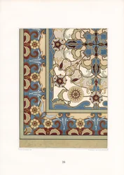 Motif de tapis multicolore avec fleurs stylisées (litho)