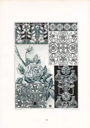 Études sur les ornements de roses dans les tons verts (litho)