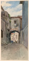 Rue étroite avec maisons