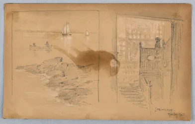 Esquisse de paysage et escalier