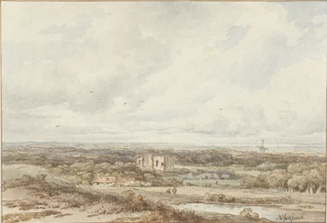 Vue des dunes sur les ruines de Brederode