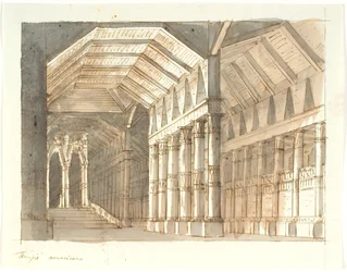 "Temple" avec colonnes et escalier