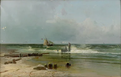 Un voilier près de la plage, 1891