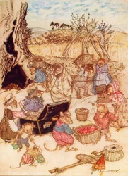 Illustration pour Le vent dans les saules de Kenneth Grahame (lithographie couleur)
