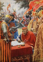 Le roi Jean signant la Magna Carta à contrecœur