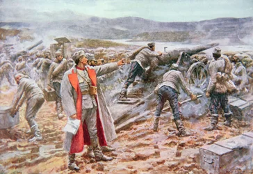 Artillerie serbe en action contre les Autrichiens