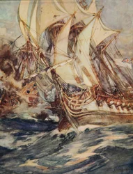 La Méduse brillante, illustration de « Le tambour de Drake et autres chansons de la mer » par Henry Newbolt (1862-1938) pub. 1905