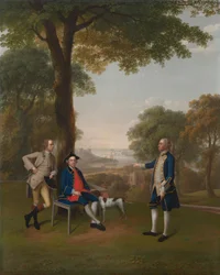 Arthur Holdsworth en conversation avec Thomas Taylor et le capitaine Stancombe au bord de la rivière Dart