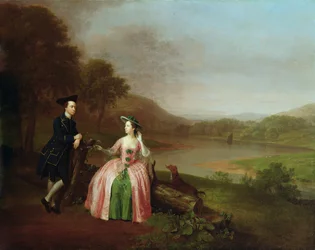 Sir George et Lady Strickland dans les jardins de Boynton Hall, près de Bridlington, Yorkshire