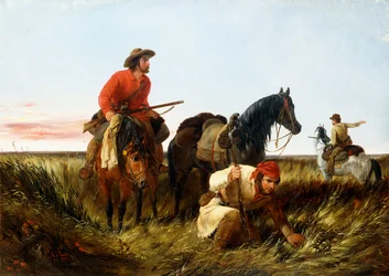 Trappeurs suivant la piste : en faute, 1851