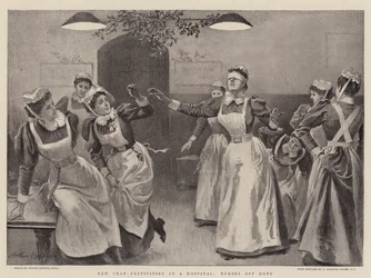 Festivités du Nouvel An dans un hôpital, infirmières en congé