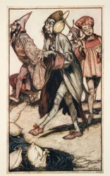 Un gentleman laputien se promenant, de Les Voyages de Gulliver par Jonathon Swift (1667 - 1745), pub. 1909
