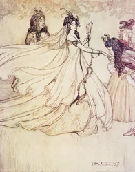 Cendrillon va au bal, des Contes de fées des frères Grimm, pub. 1909