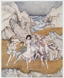 Come unto these yellow sands, illustration de La Tempête de William Shakespeare, pub. 1926