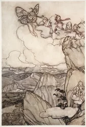 Fées dans les montagnes, de Rip Van Winkle par Washington Irving, pub. 1910