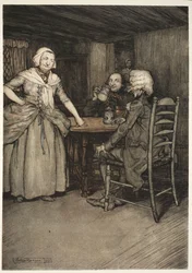 Il trouva les vieux bourgeois, et encore plus leurs épouses, riches de cet amour légendaire si inestimable pour la véritable histoire, de Rip Van Winkle par Washington Irving, pub. 1910
