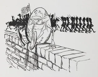 Humpty Dumpty assis sur un mur