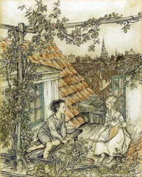 La Reine des neiges - Kay et Gerda dans leur jardin sur le toit