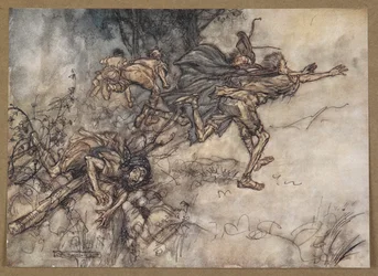 O monstrueux ! O étrange ! Nous sommes hantés. Priez, maîtres ! Fuyez, maîtres ! Aidez ! Une scène de 