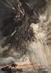 Furieux, Wotan chevauche vers le rocher ! Tel un vent de tempête, il arrive !, frontispice pour « L