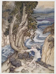 Re-enter Ariel like a water-nymph, illustration de La Tempête de William Shakespeare, pub. 1926