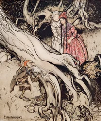 Blanche-Neige et Rose-Rouge, tiré de Petit Frère et Petite Sœur et autres contes des frères Grimm, publié en 1917