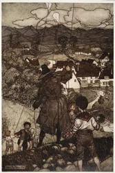 Leur apprenait à faire voler des cerfs-volants, de Rip Van Winkle par Washington Irving, pub. 1910