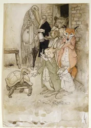 Le Lièvre et la Tortue, illustration des Fables d