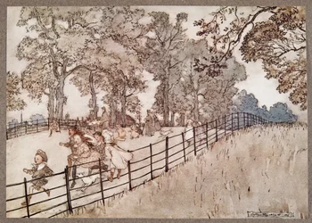 La bosse qui est la partie de la grande allée où se déroulent toutes les grandes courses, de Peter Pan dans les jardins de Kensington par J M Barrie, pub. 1906
