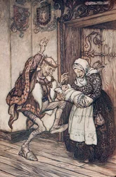 Le roi ne pouvait contenir sa joie, des Contes de fées des frères Grimm, pub. 1909