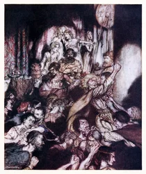 La salle de banquet était en tumulte de La petite bagarre dans Contes de fées irlandais