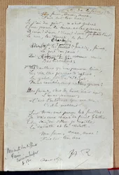 Manuscrit du poème « Les fêtes de la faim » par Arthur Rimbaud, août 1872