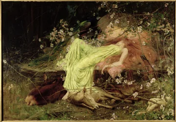 Un conte de fées : "Tout semblait dormir, le lièvre timide sur sa forme" - Scott, c.1895
