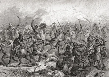 Bataille de Guadalete, Espagne en 711 (impression)
