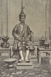 Chulalongkorn ou Rama V (1853-1910). Cinquième monarque de Siam sous la maison de Chakri. Gravure. Collection privée