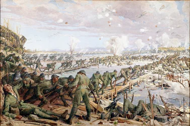 Première Guerre mondiale : la bataille de Piave en juin 1918 (Aquarelle)